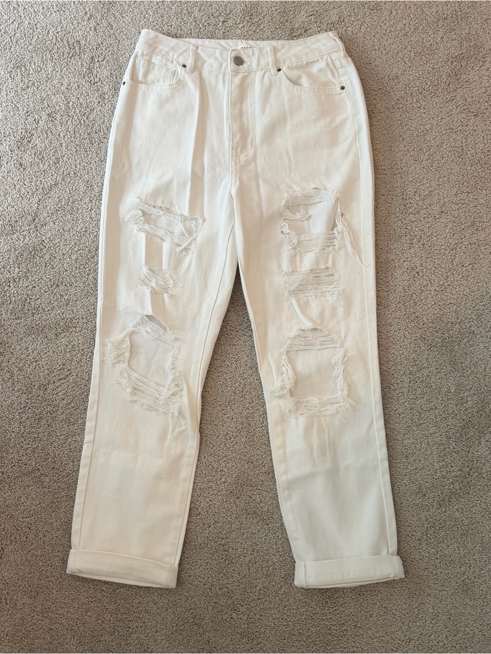 PacSun White Distressed Boyfriend Jeans